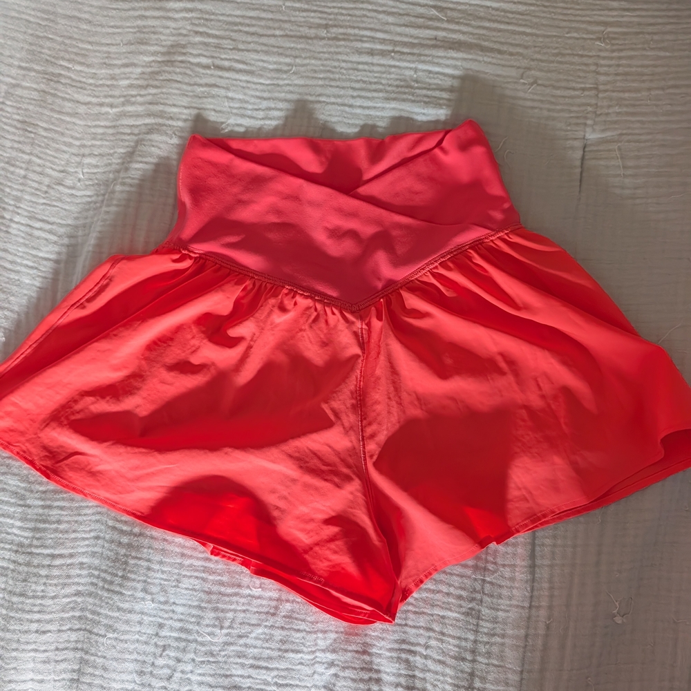Aerie Vibrant Coral High-Waisted Skort